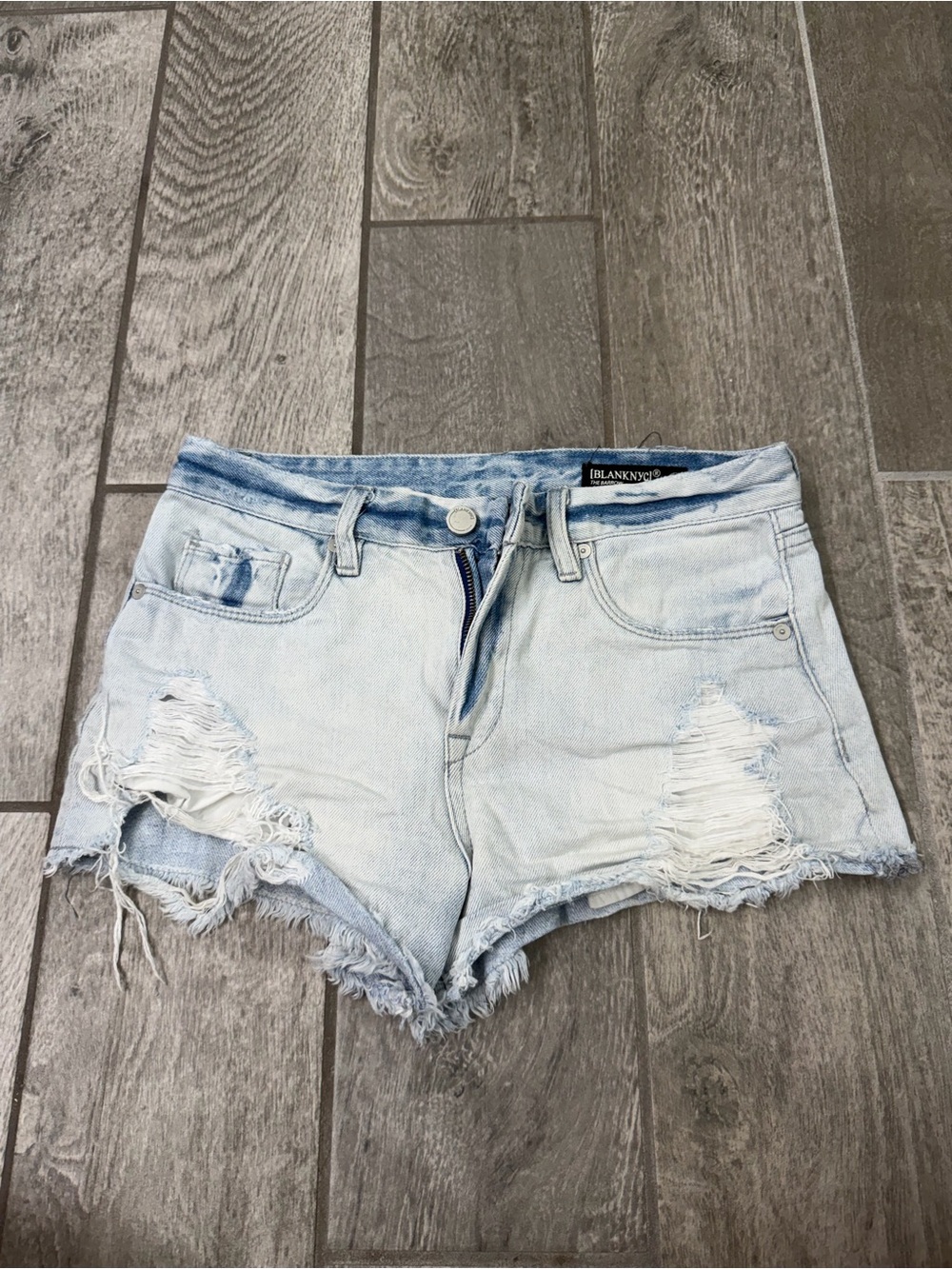 Blank NYC Light Blue Distressed Denim Cutoff Shorts